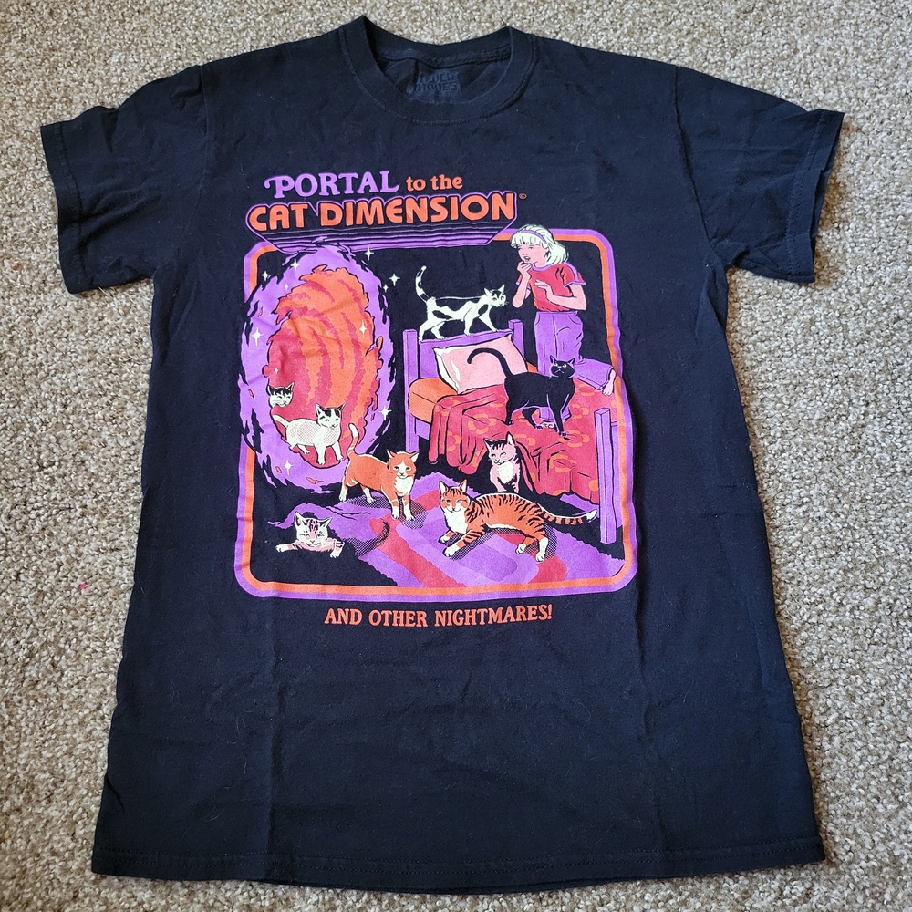 Steven Rhodes Portal to the Cat Dimension and Other Nightmares T Shirt Men Small